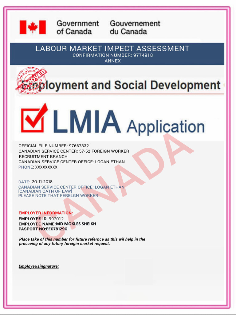 MD Mokles Lmia Application - Canada | PDF