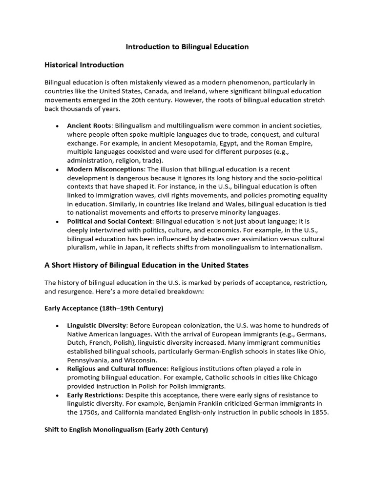 Introduction To Bilingual Education | PDF | Multilingualism | Ethnicity