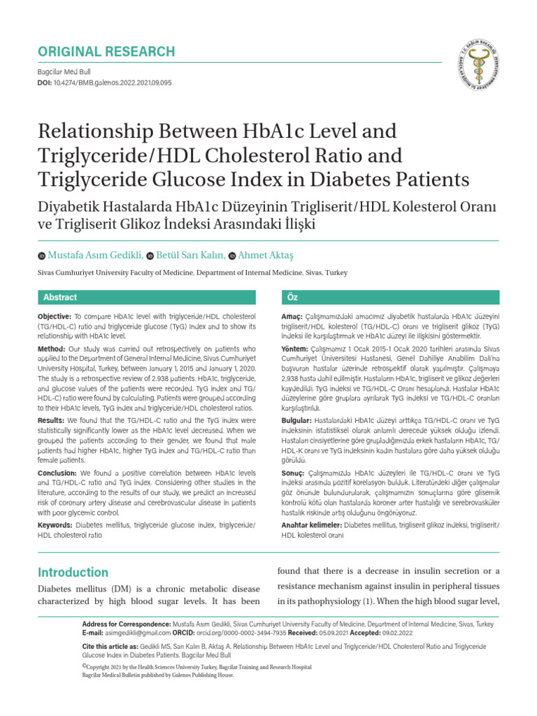 HbA1c and Lipid Ratios in Diabetes Study | PDF | High Density ...