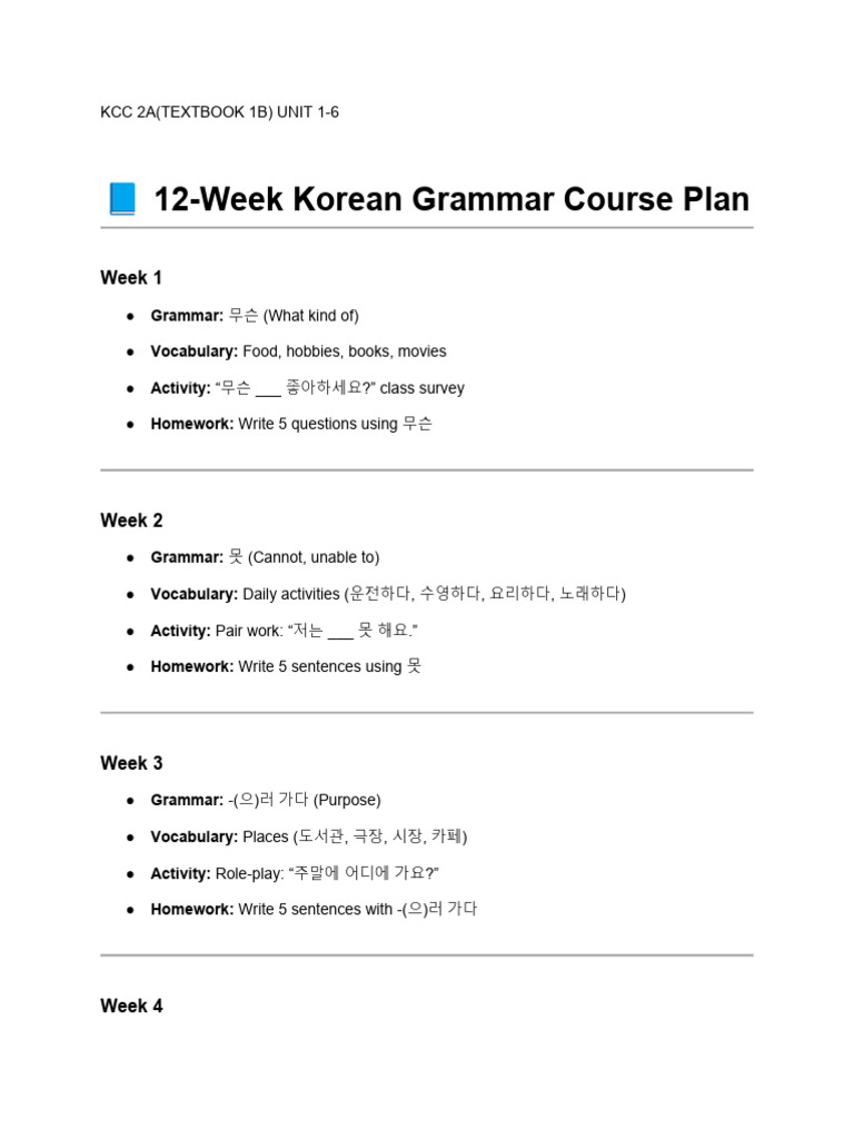 Course Plan-Kcc 2a (Textbook 1b) Unit 1-6 | PDF | Adjective | Semantic ...