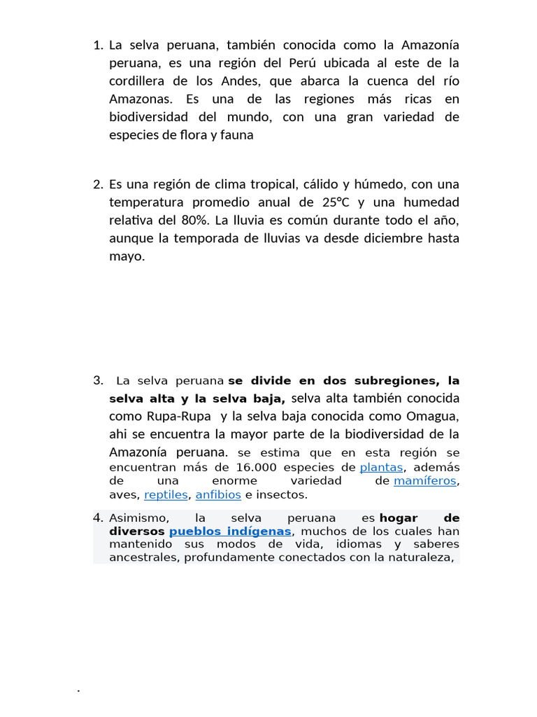 Clima de la Selva Peruana | PDF