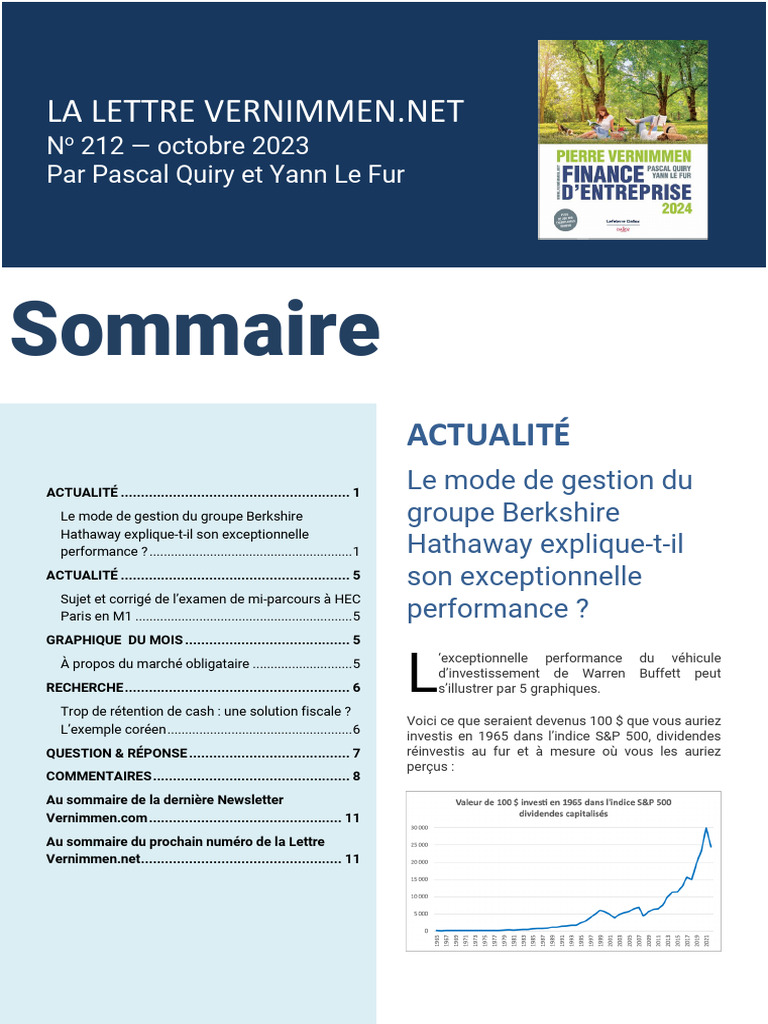 Performance exceptionnelle de Berkshire Hathaway | PDF | Warren Buffett ...
