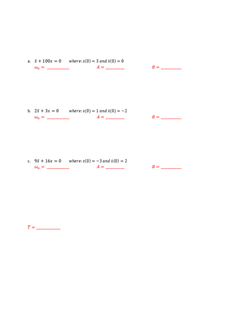 Vibration Engineering Problem Set | PDF | Oscillation | Mechanics
