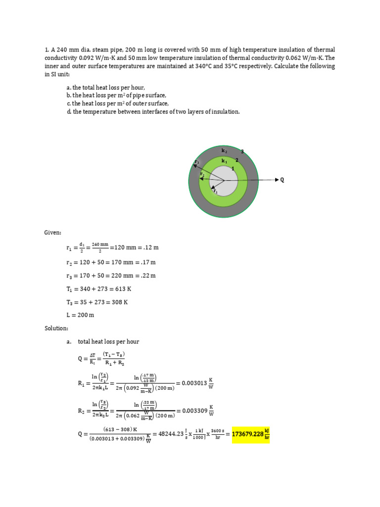 Steam Pipe Heat Loss Calculation | PDF | Heat Transfer | Thermal Insulation