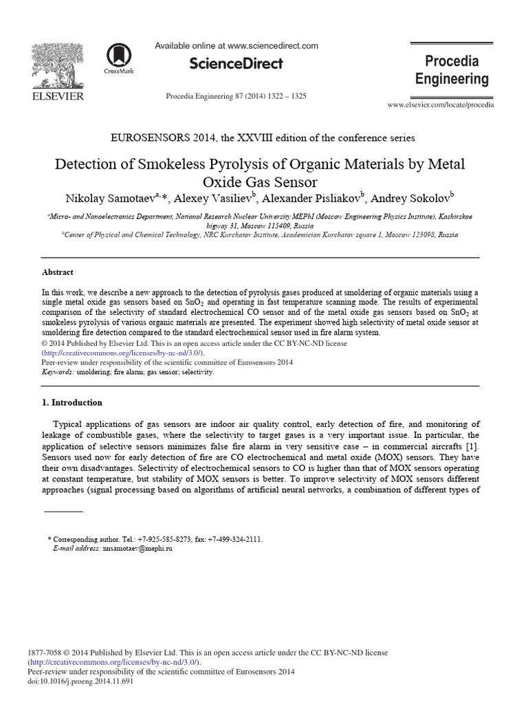 Eurosensors 2014 Pyrolysis | PDF | Pyrolysis | Sensor
