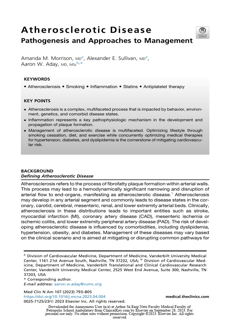 Atherosclerotic Disease Management Guide | PDF | Atherosclerosis | Atheroma