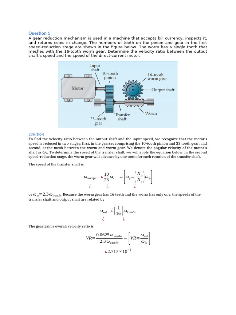 Gear Reduction Mechanisms Explained | PDF | Gear | Motion (Physics)
