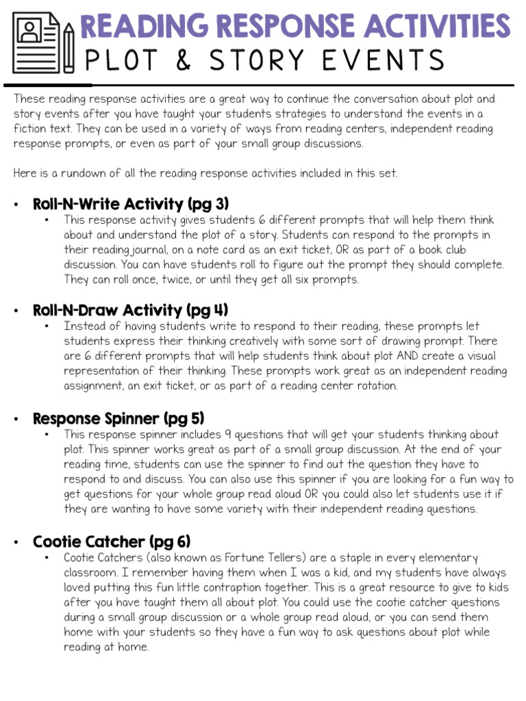 Engaging Reading Response Activities | PDF