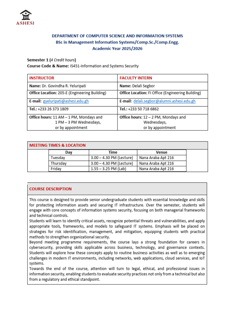 Information Systems Security Course Overview | PDF | Security ...