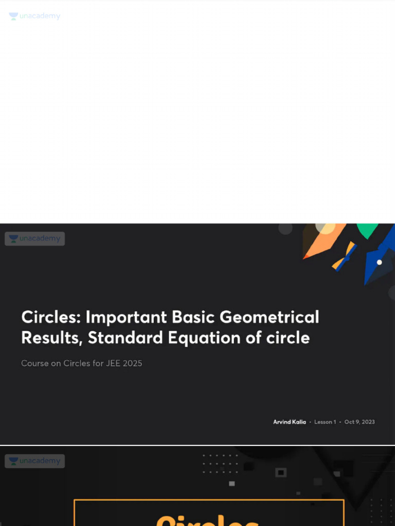 Circles Important Basic Geometrical Results Standard Equation of Circle ...