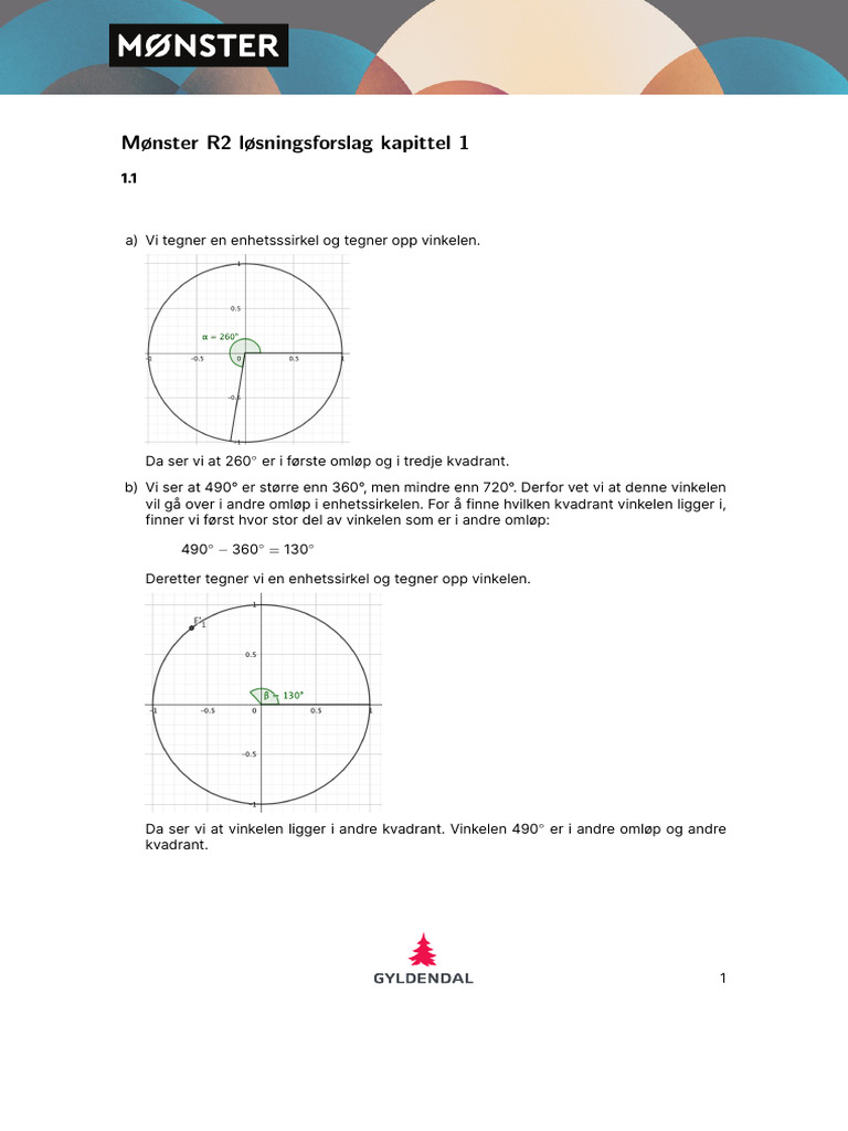 Matematikk R2 Løsningsforslag Kap 1 | PDF