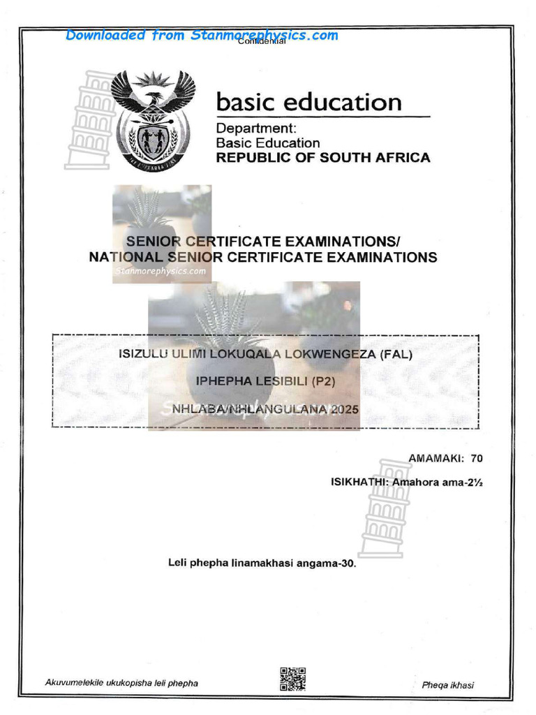 NSC IsiZulu FAL Grade 12 May June 2025 P2 Only PDF