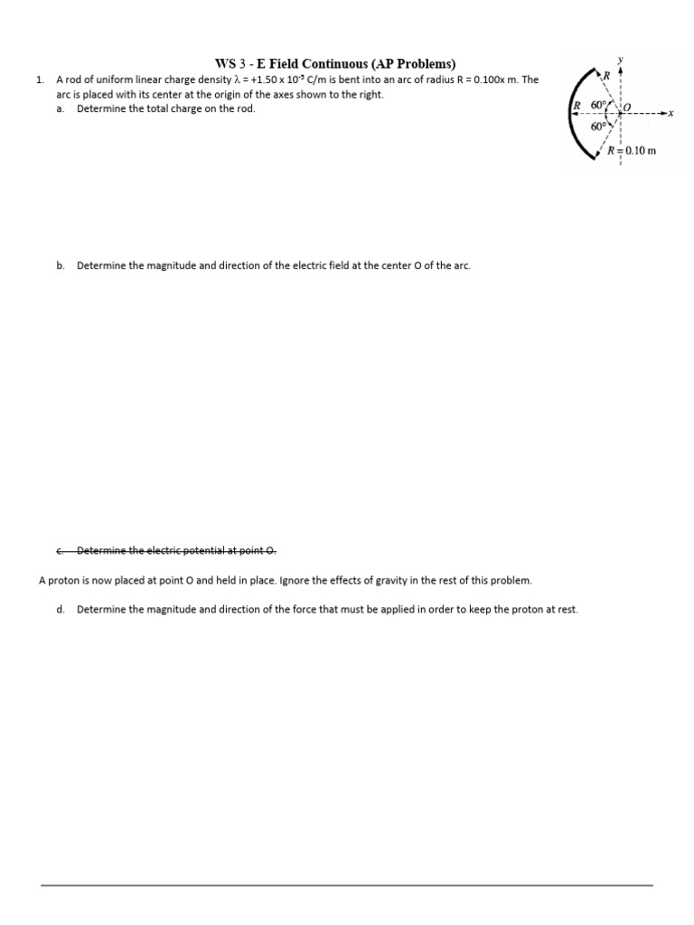WS 3 - Electric Fields of Continuous Charge Distributions (AP) | PDF ...