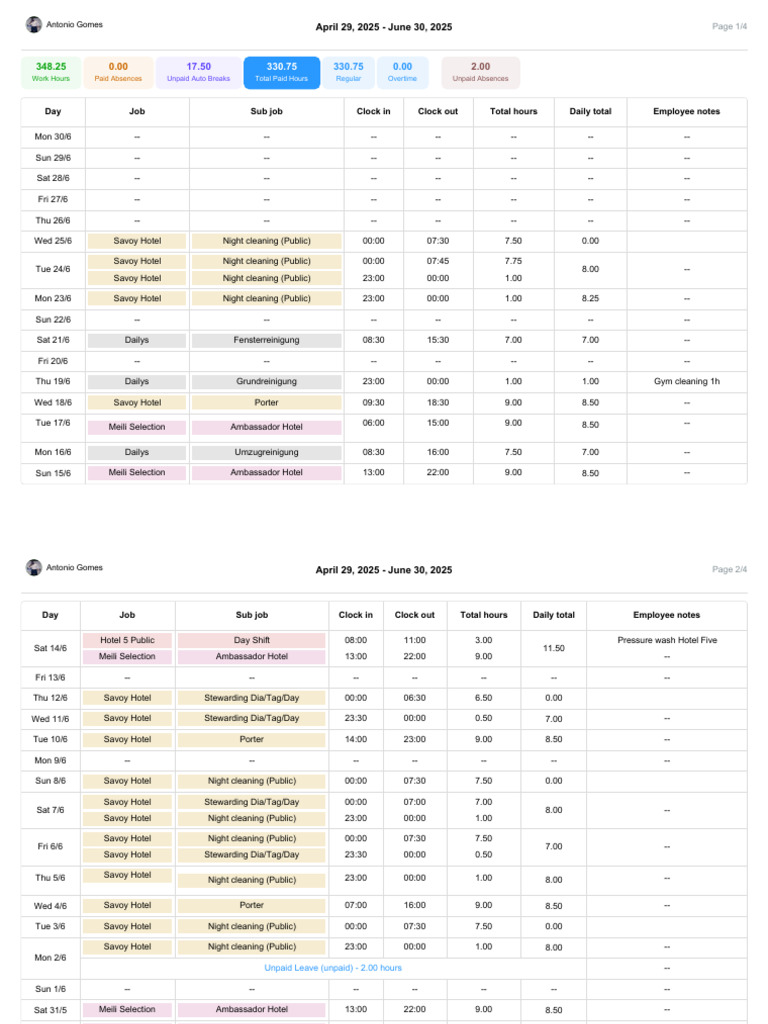 Timesheet 10668564 2025 04 29 2025 06 30 1751174941 | PDF | Working ...