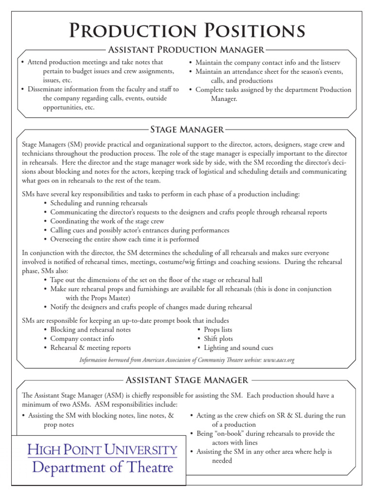 Essential Production Roles in Theatre | PDF | Costume