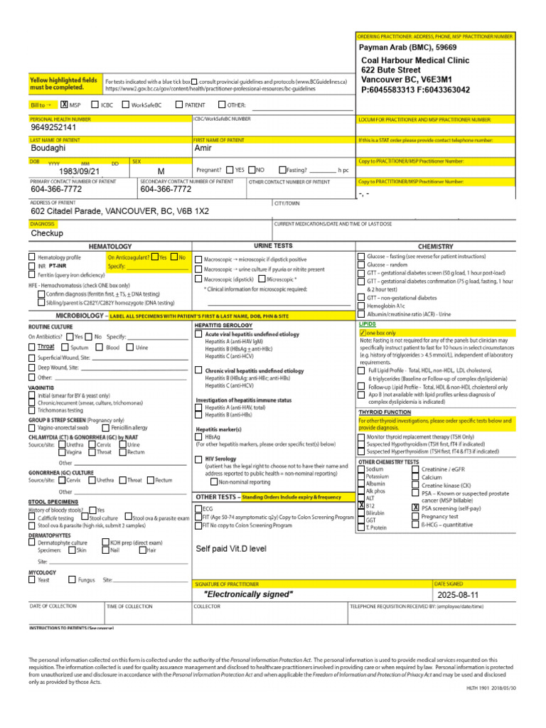 Medical Checkup and Test Results | PDF