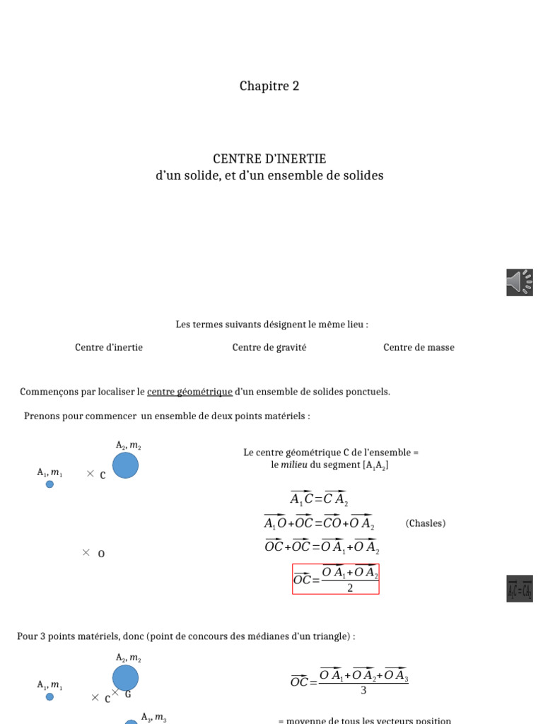 Centre d'inertie et de masse des solides | PDF | Centre d'inertie | Poids