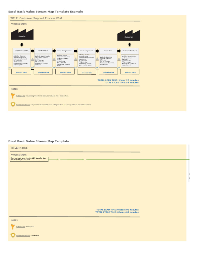 Excel Value Stream Mapping Template | PDF | Computing | Computer Science