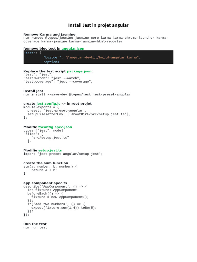 Install Jest in Angular Project Guide | PDF