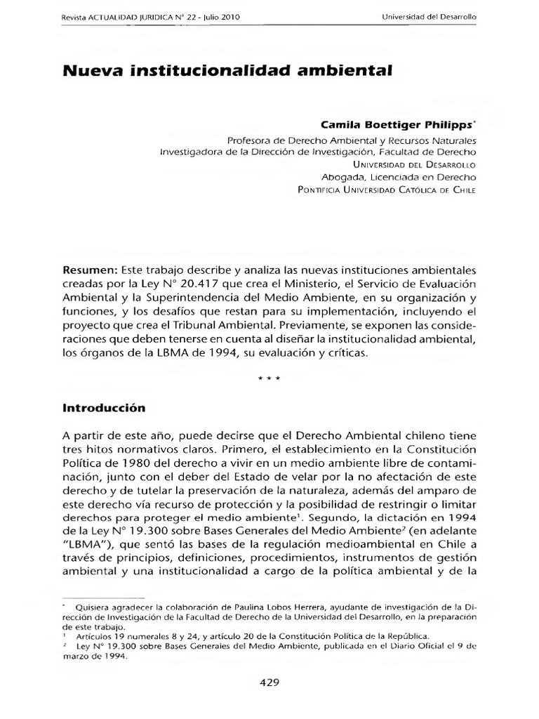 Nueva Institucionalidad Ambiental | PDF | Evaluación de impacto ...