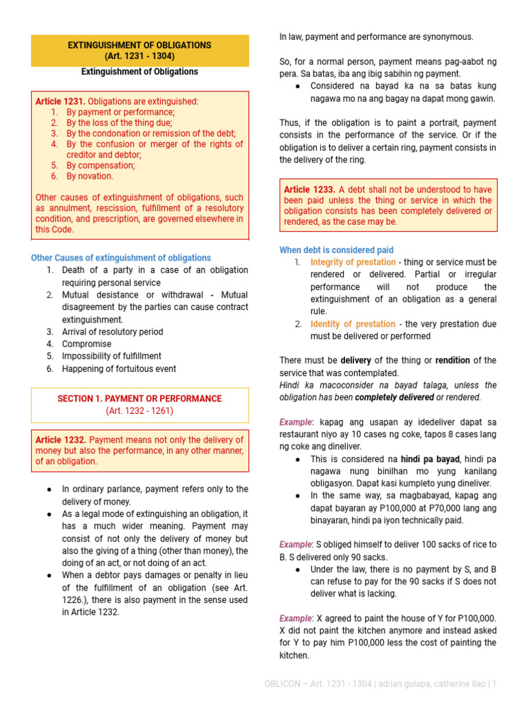 (1011) Module 3 (Art. 1231 - 1304) | PDF | Payments | Promissory Note