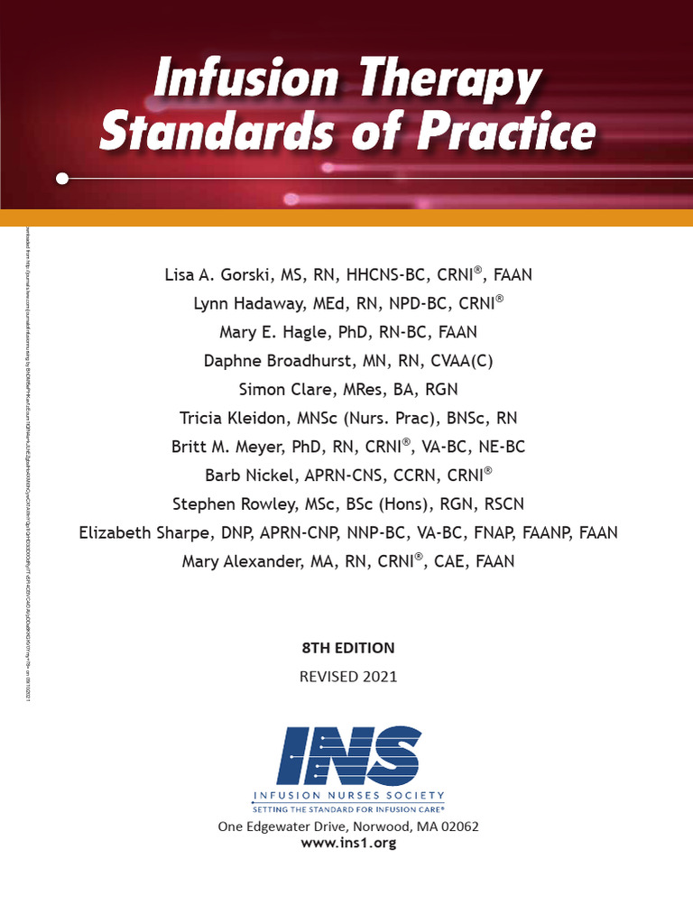 Infusion Therapy Standards 8th Edition | PDF | Intravenous Therapy ...