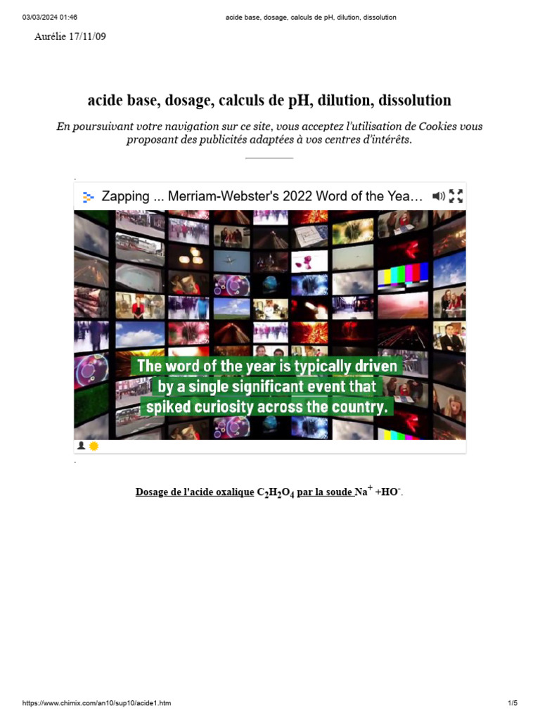 Dosage acide oxalique et calculs de pH | PDF | Hydroxyde de sodium | Ph