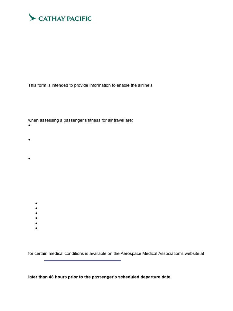 Cathay Pacific MEDA Form Instructions | PDF | Medicine | Clinical Medicine