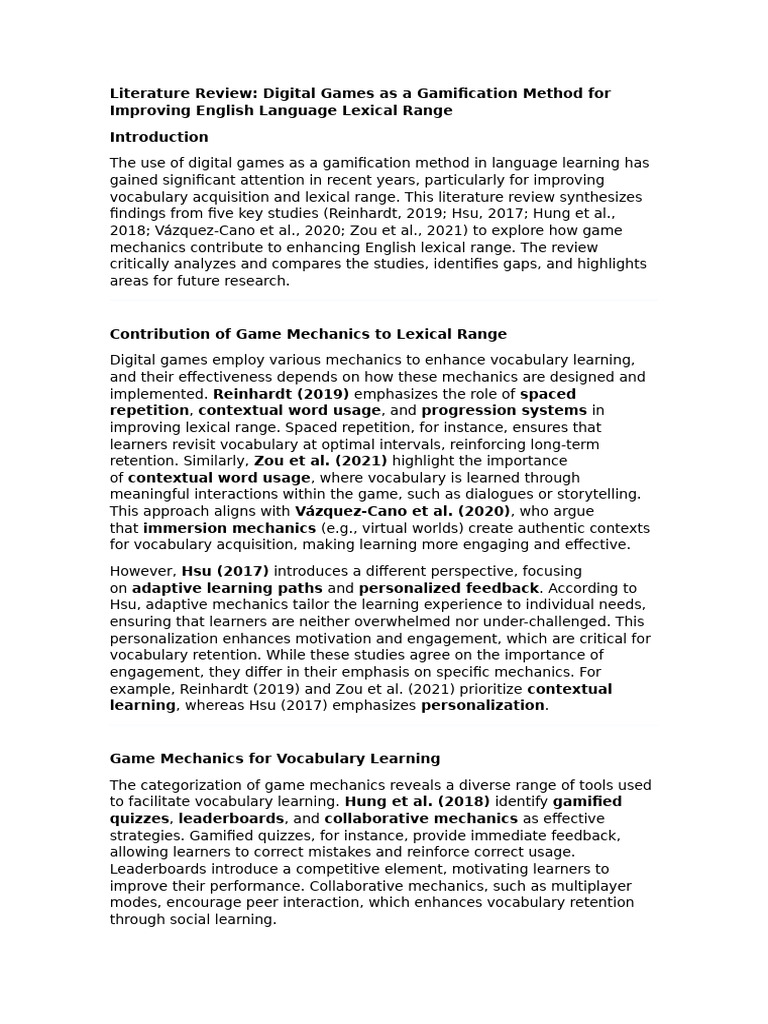Literature Review Final | PDF | Learning | Language Acquisition