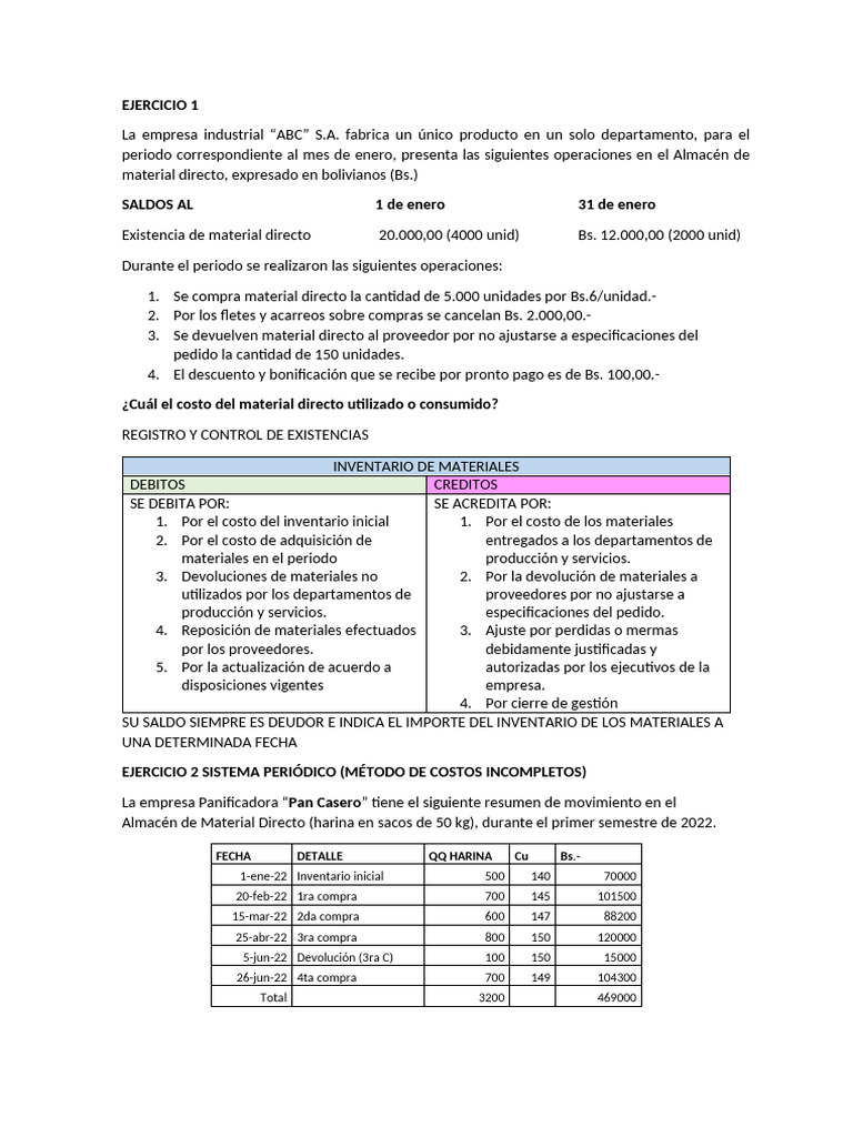 Cálculo de Costos de Material Directo | PDF | Economias | Business