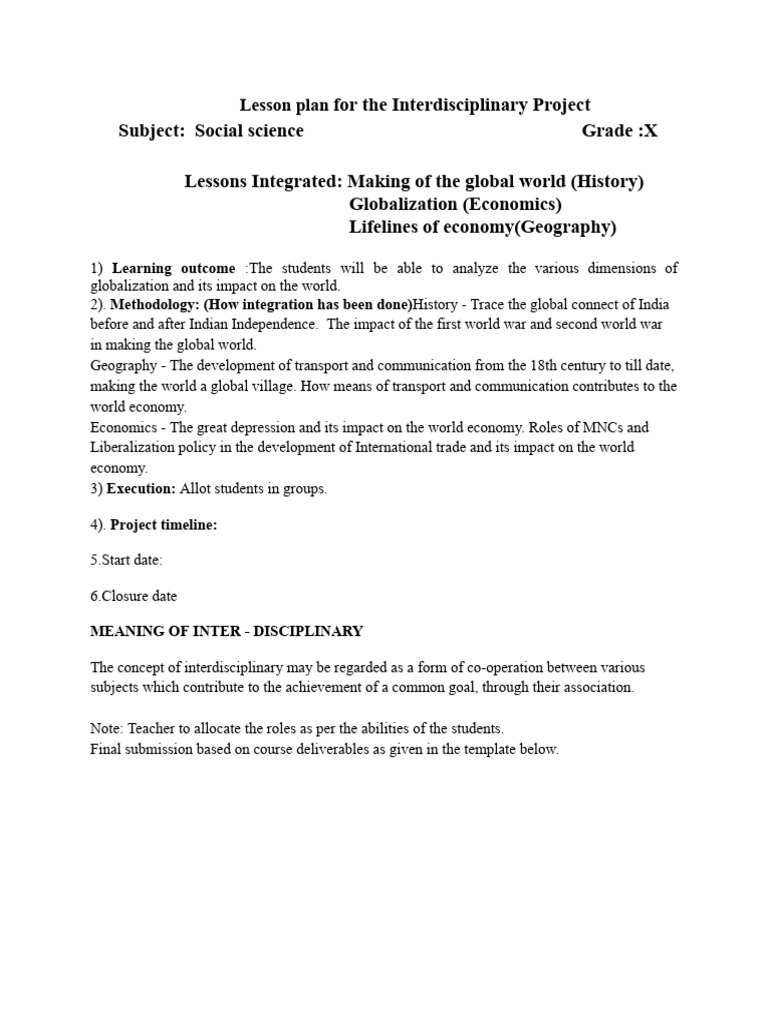 Interdisciplinary Project on Globalization | PDF | World Trade ...