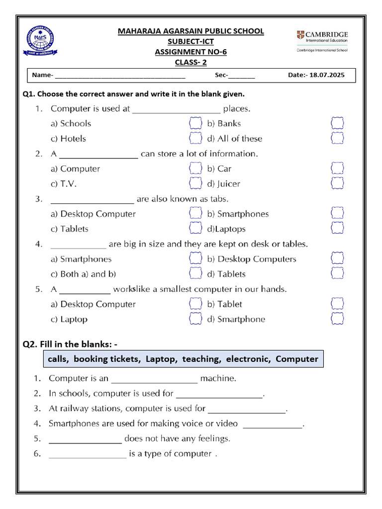 Class 2 ICT Assignment 6 Guide | PDF