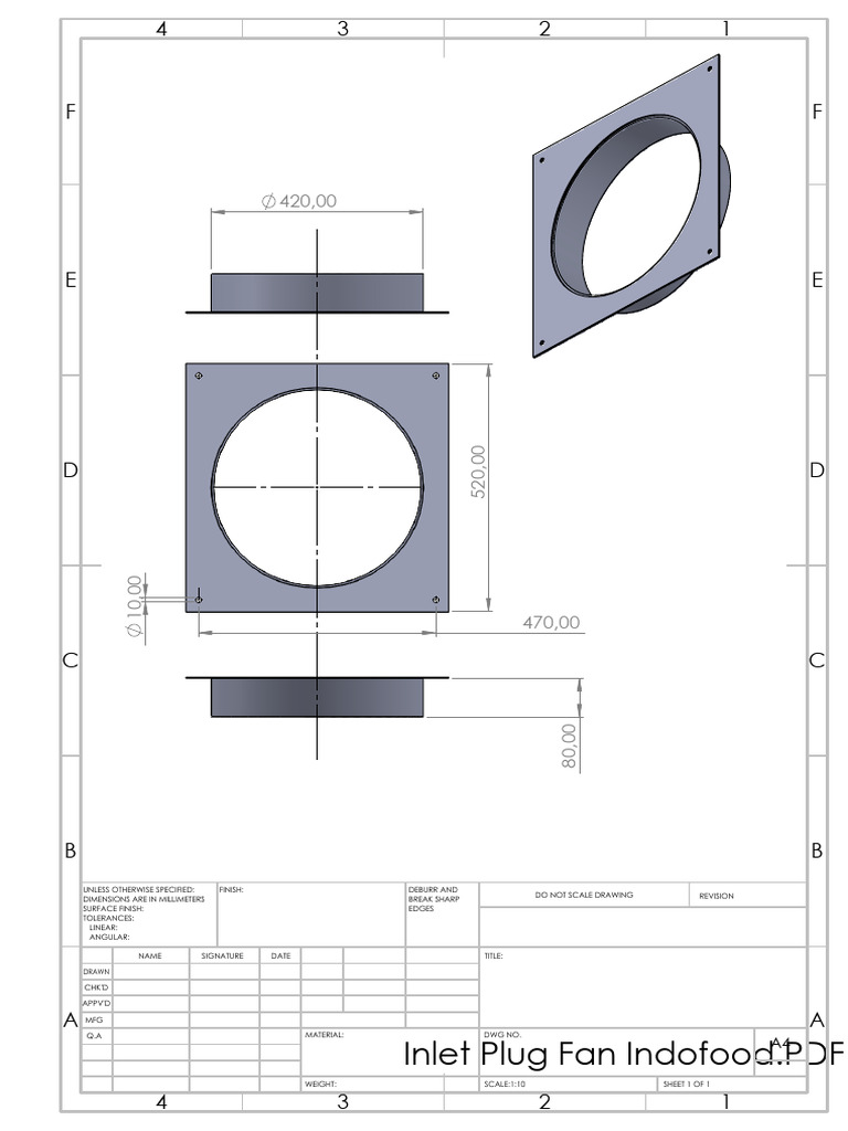 Inlet Plug Fan Technical Drawing | PDF