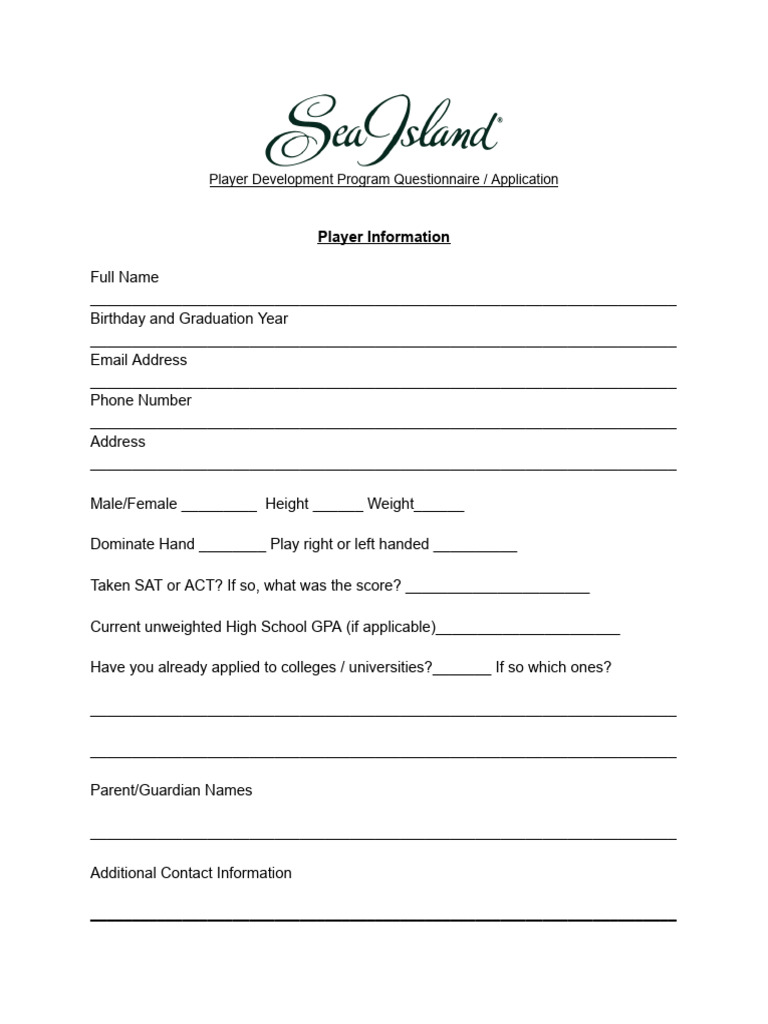 Player Development Program Application | PDF