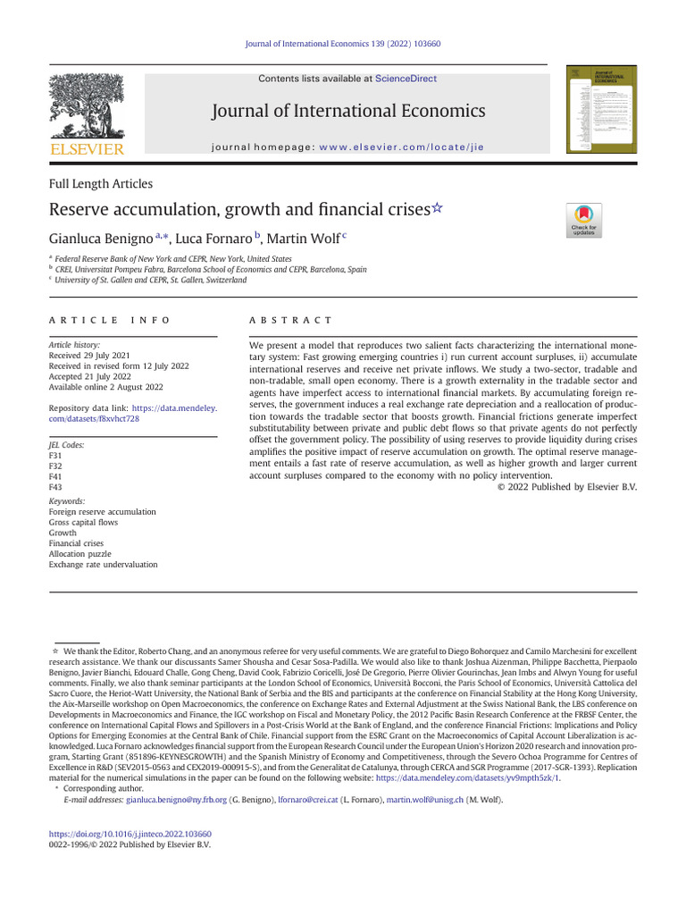 Reserve Accumulation and Economic Growth | PDF | Banks | Capital Account