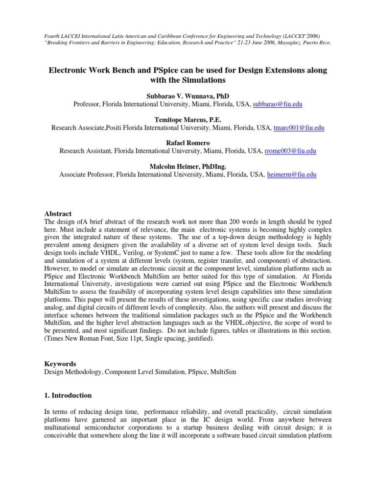 Circuit Simulation with PSpice and MultiSim | PDF | Electronic Circuits ...