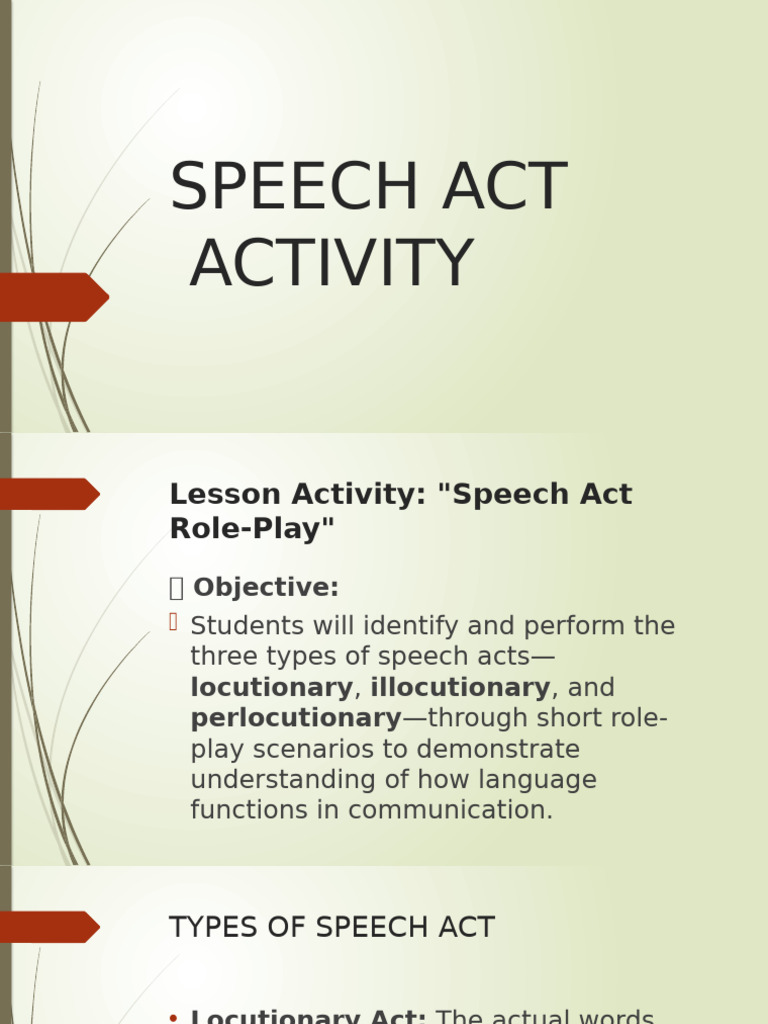 Speech Act Role-Play Activity Guide | PDF