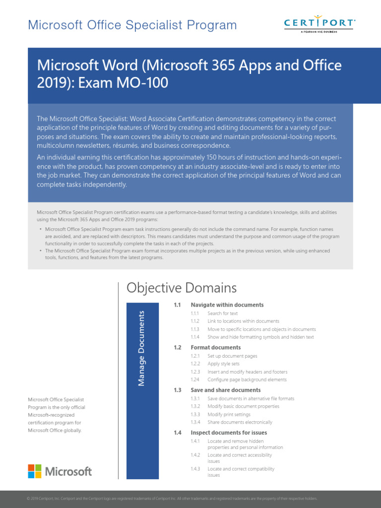Microsoft Word MO-100 Exam Overview | PDF | Paragraph | Note (Typography)