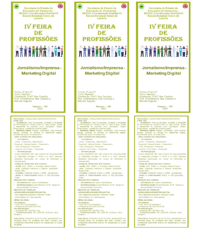 Folder Da Feira de Profissões 3.7 MATUTINO Corrigido | PDF