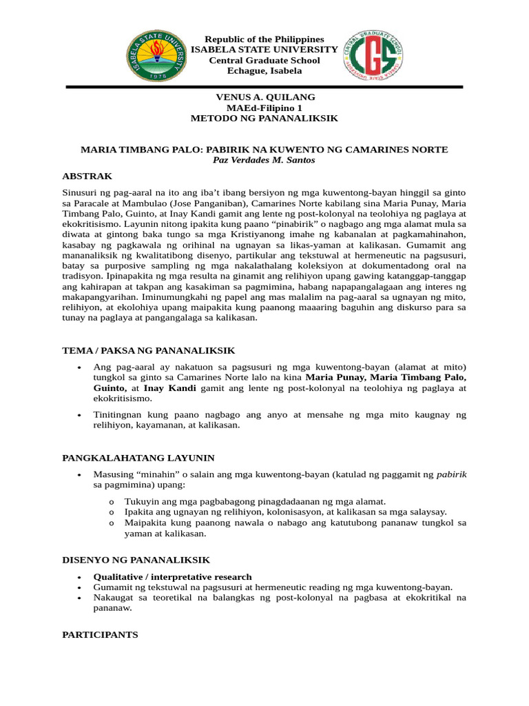 Tematikong Pagsusuri - Venus | PDF