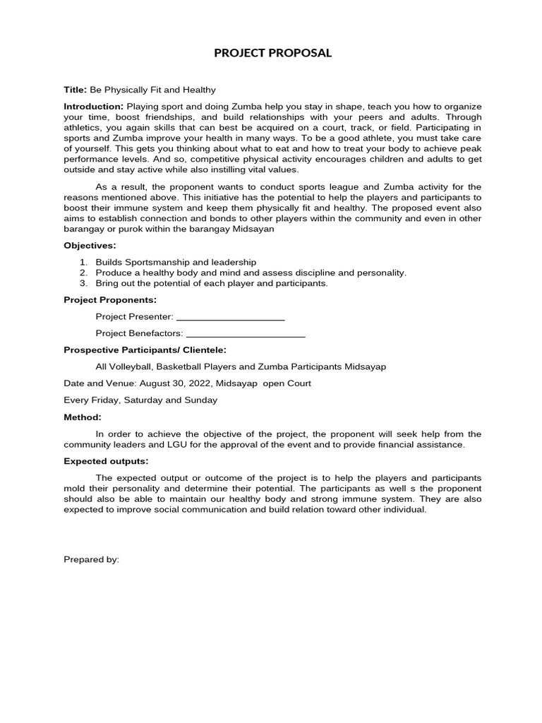 Sports League and Zumba Proposal | PDF
