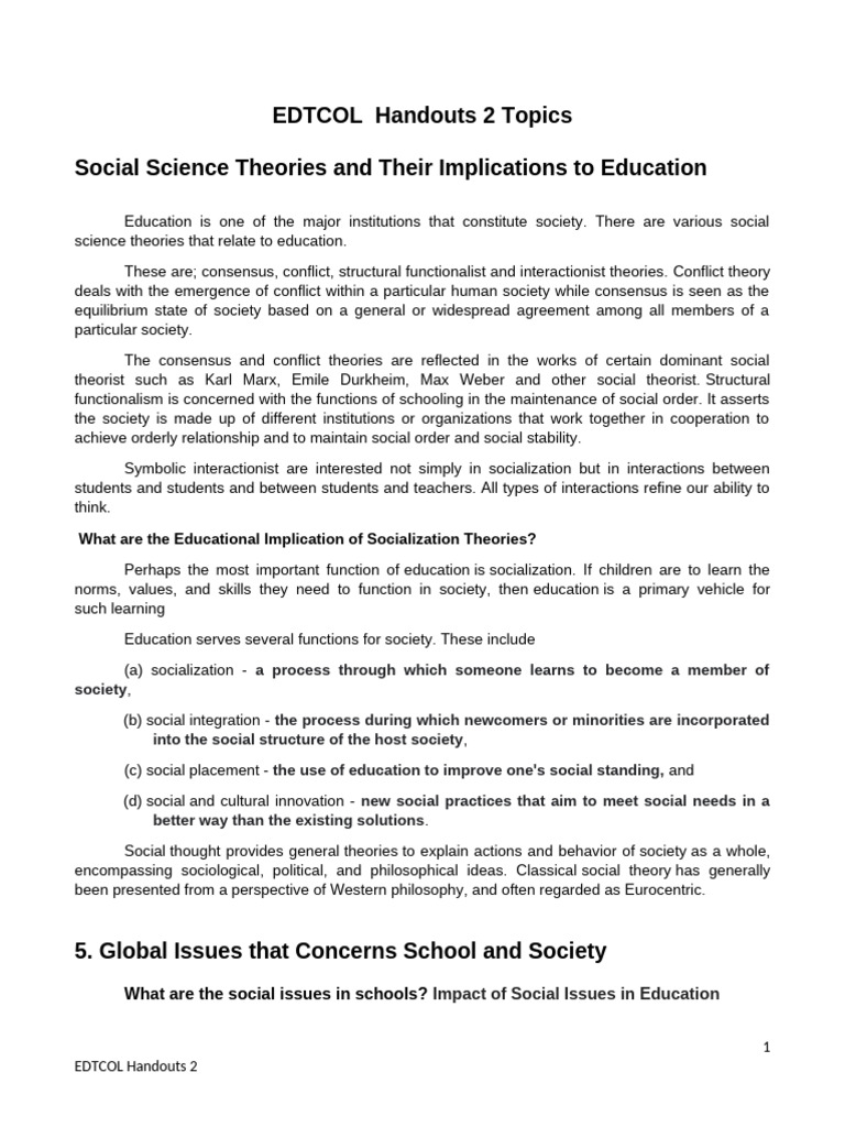Social Science Theories in Education | PDF | Cost Of Living | Society