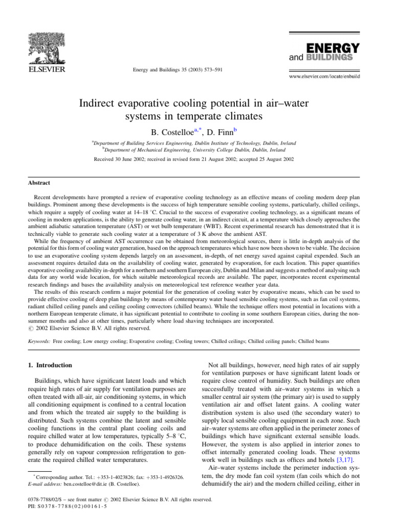 Evaporative Cooling in Temperate Climates | PDF | Humidity | Heat
