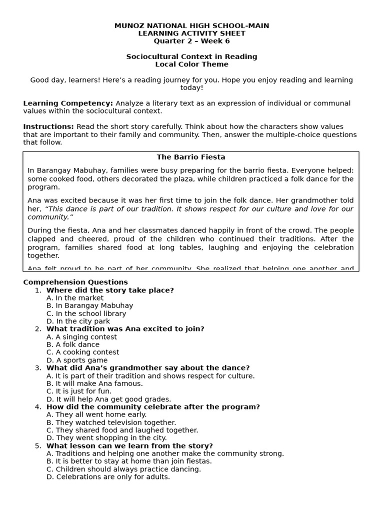 Week 6 - Socio-Cultural Context | PDF | Learning