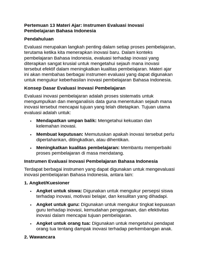 Instrumen Evaluasi Inovasi Pembelajaran | PDF