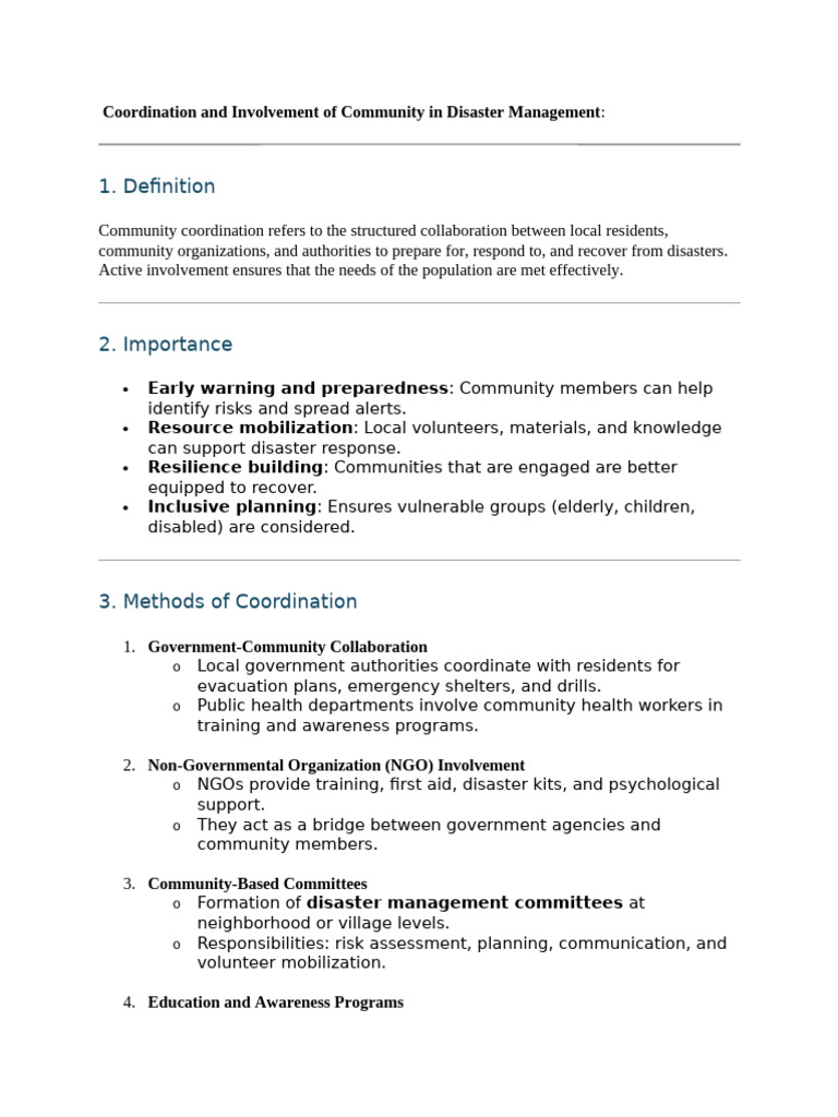 Community Coordination in Disaster Management | PDF | Emergency ...