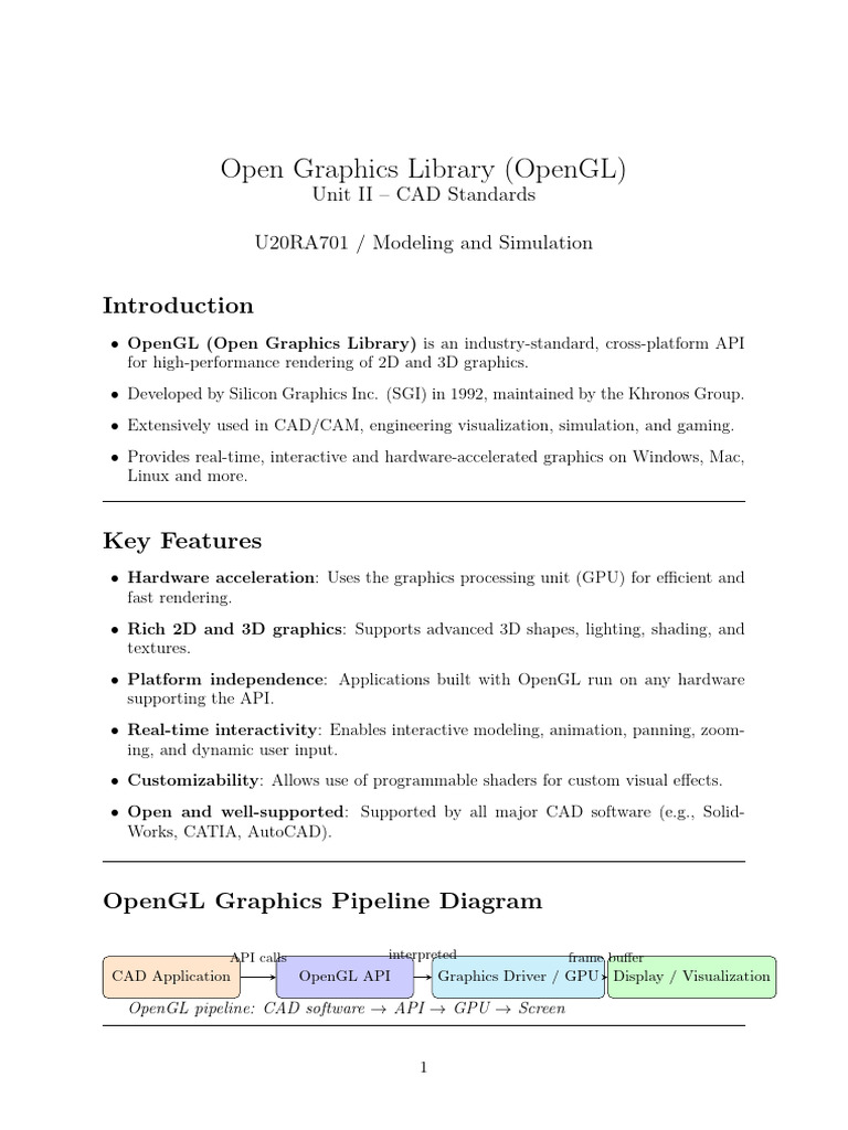 OpenGL: Key to CAD Graphics Rendering | PDF | Shader | Computer Graphics