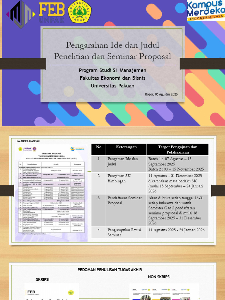 Panduan Pengajuan Tugas Akhir FEB Unpak | PDF