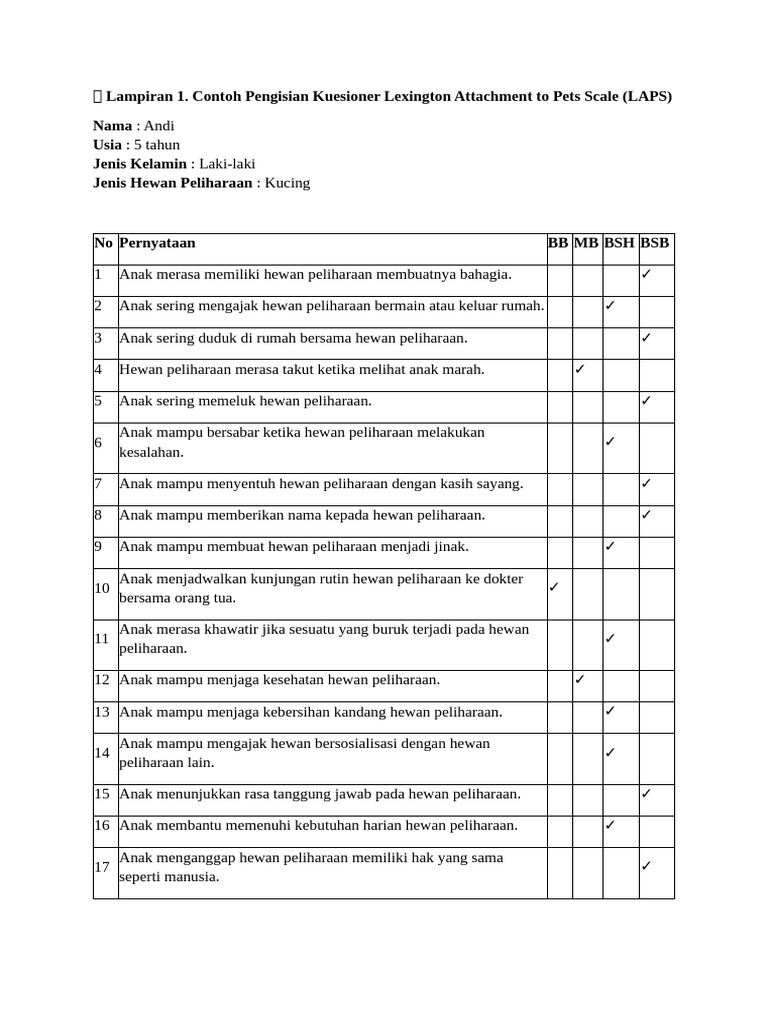Kuesioner LAPS dan ERC Anak 5 Tahun | PDF