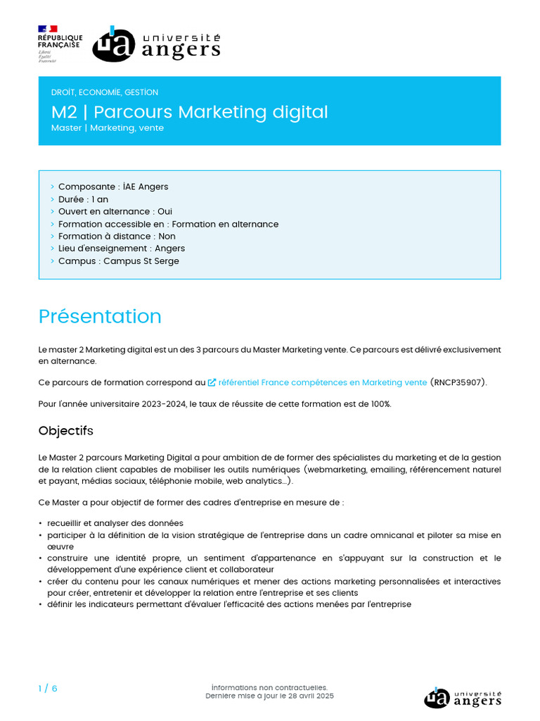 Master 2 Marketing Digital en Alternance | PDF | Commercialisation ...